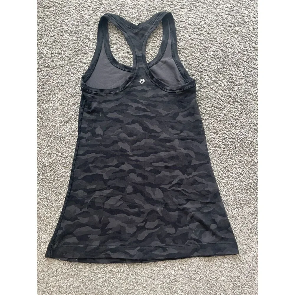 Lululemon Cool Racerback II Size 6-8 Camo Black Running Active Workout Gym